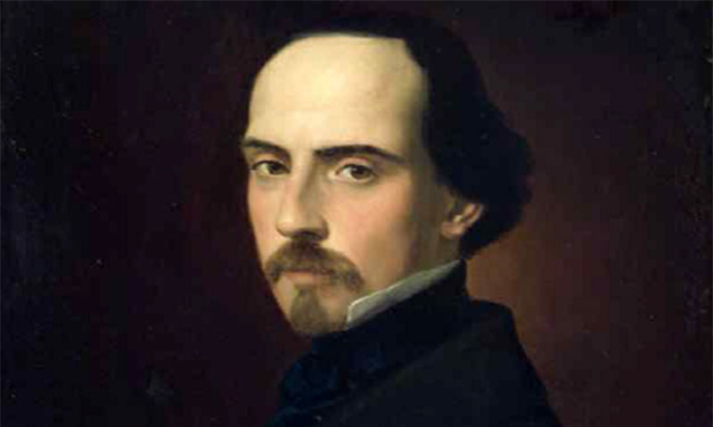 The picture shows a detail of the portrait of Antonio Cipolla, Carlo De Paris, 1851, oil painting on canvas.