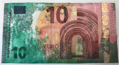 stained 10 euro banknote