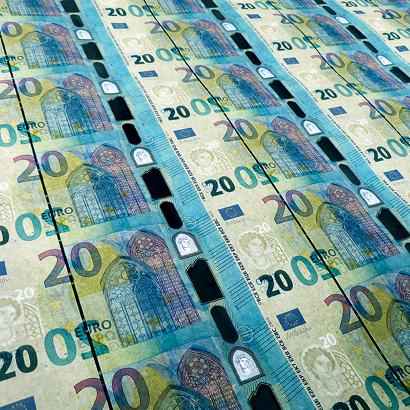 foglio di banconote da 20€ serie europa