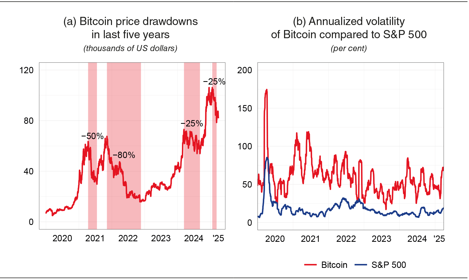 Two panels show the risk profile of Bitcoin.